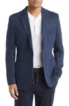 Ted Baker Mens Navy Single-breasted Slim-fit Cotton-jersey Blazer