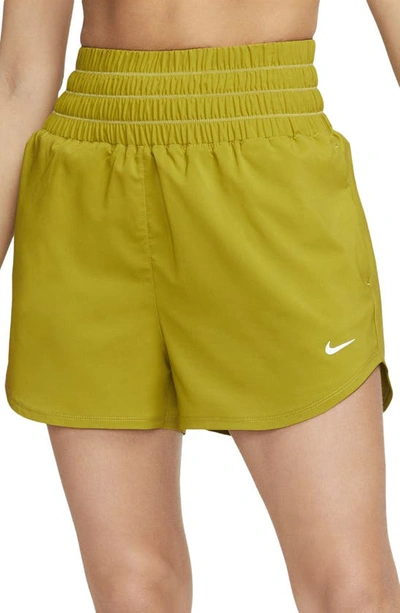 Nike Women's One Dri-fit Ultra High-waisted 3" Brief-lined Shorts In Moss/reflective Silver