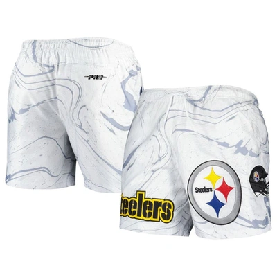 Pro Standard White Pittsburgh Steelers Allover Marble Print Shorts