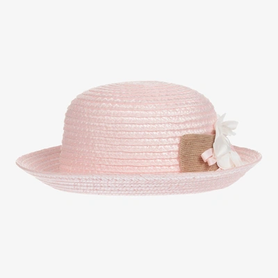 Mayoral Babies' Girls Pink Faux Straw Hat