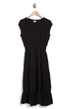Maisie Gauze Smocked Midi Dress In Black