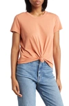 Madewell Knot Front Tee In Sweet Dahlia