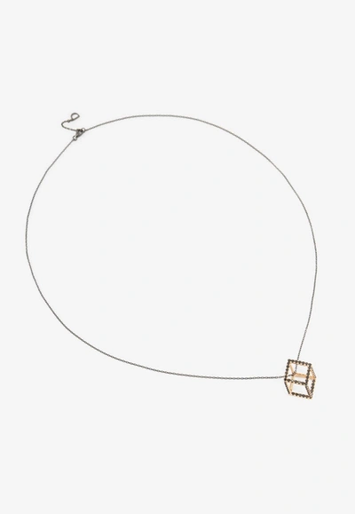 Djihan Cube Mirage Diamond Chain Necklace In 18-karat Rose Gold In Black