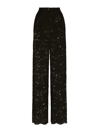 Dolce & Gabbana Lace Tailored Trousers In Black