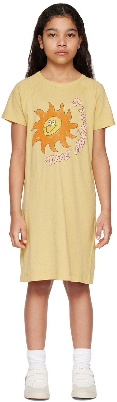 The Animals Observatory Kids' T-shirt Aus Baumwolle In Yellow Sun