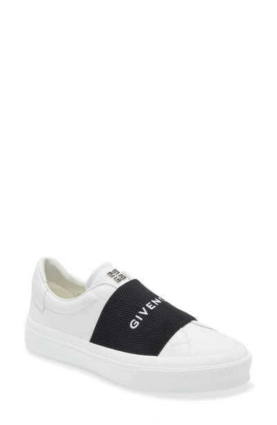 Givenchy City Court Slip-on Leather Sneakers In White