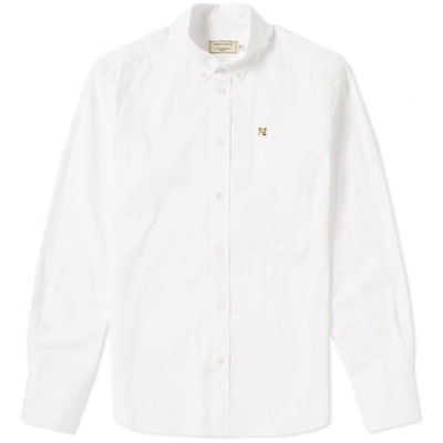 Maison Kitsuné Button Down Fox Head Poplin Shirt In White