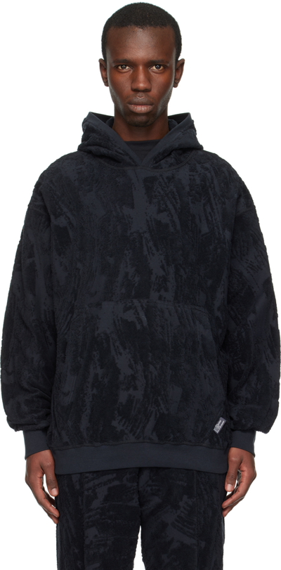 Affxwrks Purge Oversized Flocked-jersey Hoodie In Black