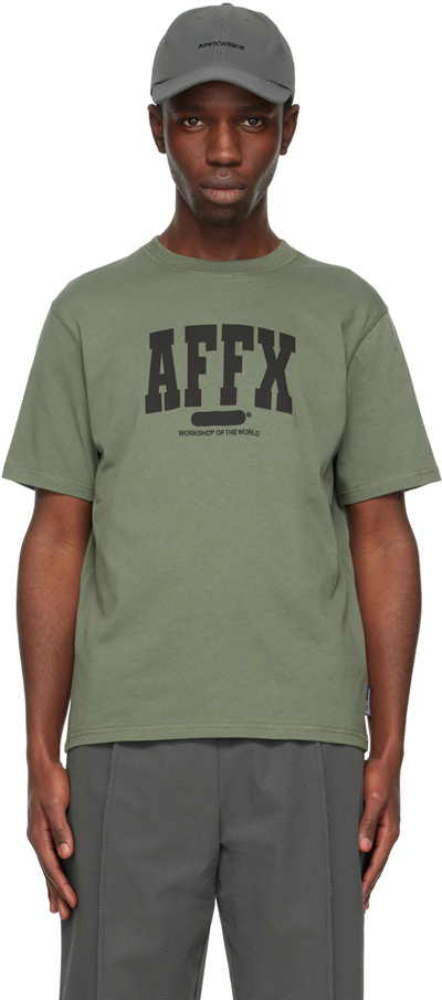 Affxwrks Varsity Logo-print Cotton-jersey T-shirt In Green