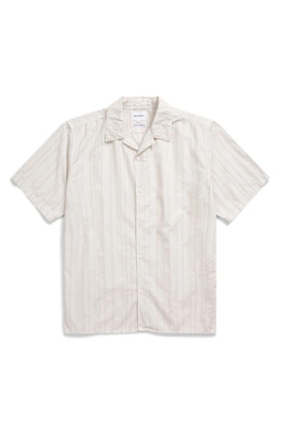 Norse Projects Carsten Stripe Short Sleeve Shirt In White