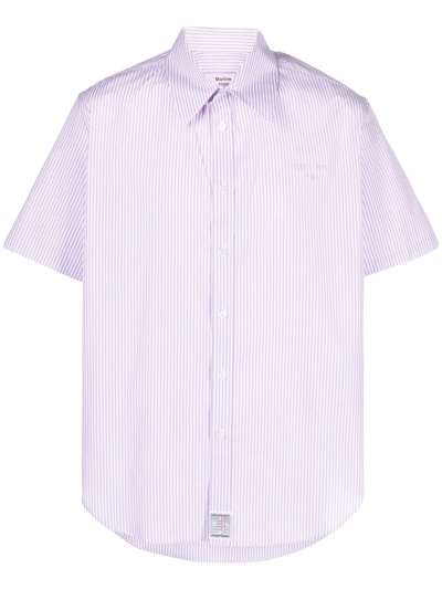 Martine Rose Logo-embroidered Striped Shirt In Lilacs