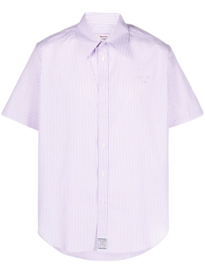 Martine Rose Logo-embroidered Striped Shirt In Purple