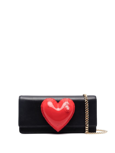 Moschino Insufflated-heart Clutch Bag In Black