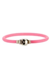 Alexander Mcqueen Skull Bangle In Sugar Pink/ A.silv