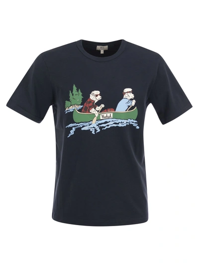 Woolrich Graphic-print Cotton T-shirt In Blue