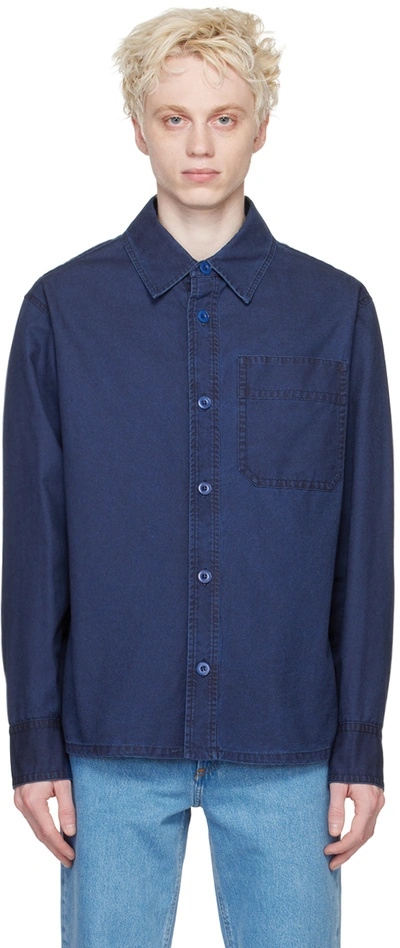 Apc Basile Cotton-canvas Overshirt In Iaa - Blue