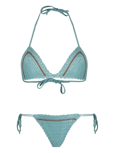 Akoia Swim Covo Open-knit Bikini Set In Blue