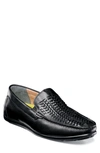 Florsheim Men's Draft Woven Slip-ons Men's Shoes In Black/black Leather