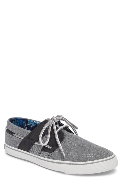 Tommy Bahama Stripe Breaker Sneaker In Grey/ Black Linen/ Leather