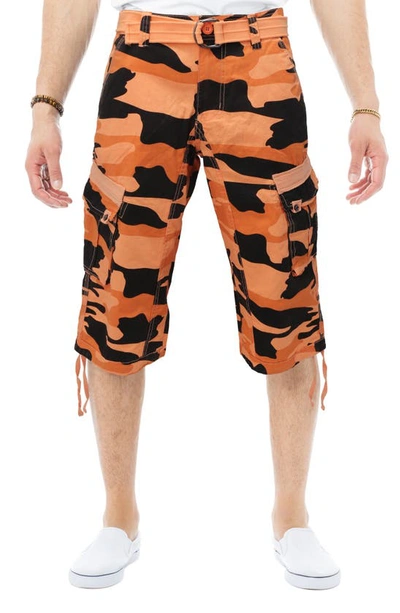 X-ray Belted Cargo Shorts In Orange Camo