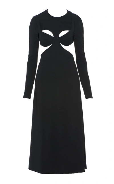 chinese dress ladies Dion Lee Size 6 Black Navy Viscose Blend Cut Out Long Sleeve Mini Dress