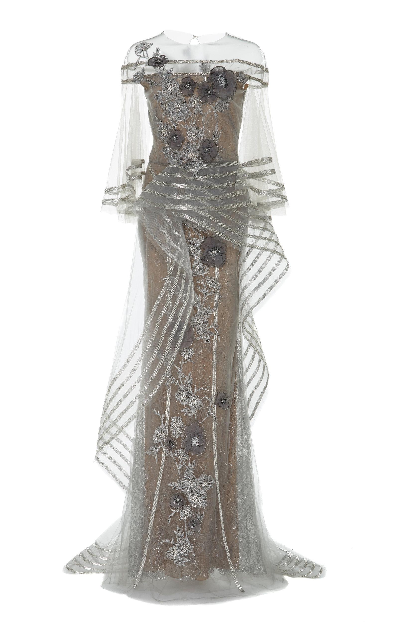 marchesa silver gown