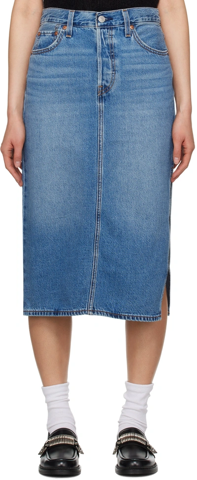 Levi's Mid-rise Denim Mid Skirt In Blue