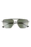 Bottega Veneta 57mm Navigator Sunglasses In Silver