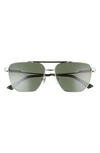 Bottega Veneta 57mm Navigator Sunglasses In 003 Shiny Silver