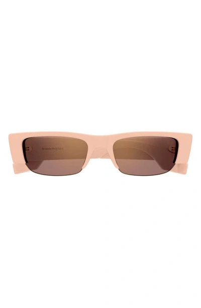 Alexander Mcqueen 54mm Rectangular Sunglasses In Pink