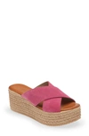 Cordani Bella Espadrille Wedge Sandal In Fucshia Suede