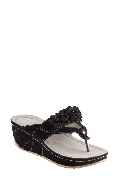 David Tate Garden Wedge Sandal In Black Suede