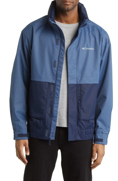 Columbia Boundary Springs Waterproof Rain Jacket In Collegiate Navy