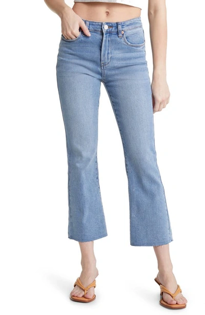 Blanknyc Mid Rise Raw Hem Kick Flare Organic Cotton Jeans In See You Tonight