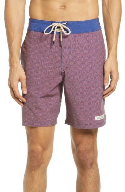 Fair Harbor The Nautilus Floral Print Board Shorts In Red Waves