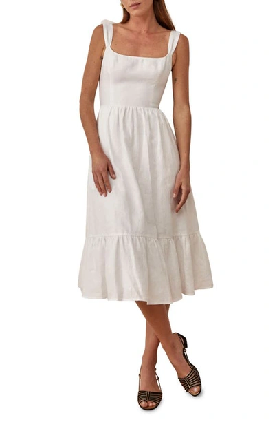 Reformation Bucatini Sleeveless Linen Midi Dress In White