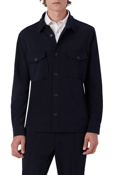 Bugatchi Double Knit Shirt Jacket In Navy