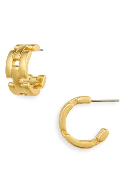 Madewell Watch Link Hoop Earrings In Vintage Gold