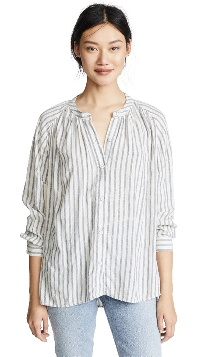 Splendid Striped Button-down Painters Blouse In Ivory