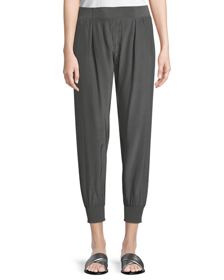 Atm Anthony Thomas Melillo Silk Jogger Pants In Steel | ModeSens