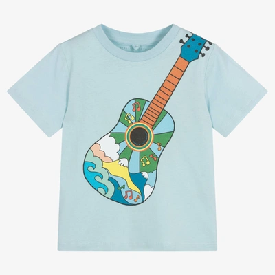 Stella Mccartney Babies'  Kids Boys Blue Organic Cotton Guitar T-shirt