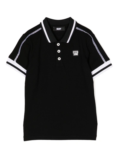 Dkny Two-tone Polo Shirt In Black