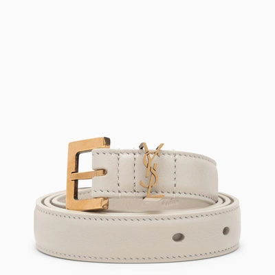 Saint Laurent Monogram Cream Belt 2 Cm In Yellow