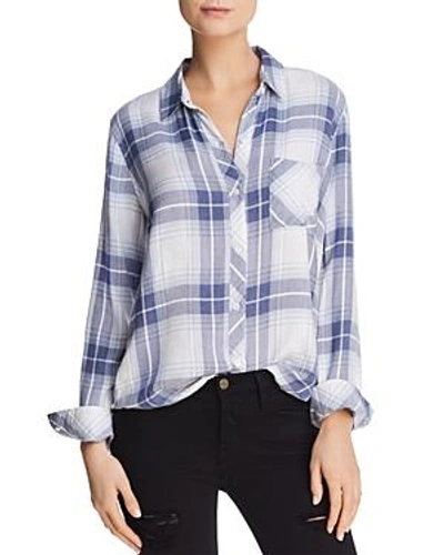 Rails Hunter Plaid Blouse In Pacific Sky White