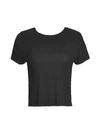 Alice And Olivia Alice + Olivia Cindy Crewneck Cropped Tee In Black