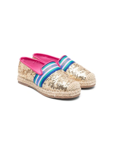 Marc Jacobs Kids' Sequined Gold Espadrilles In Gold,multi