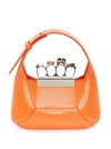 Alexander Mcqueen Mini Jewelled Hobo Leather Bag In Orange