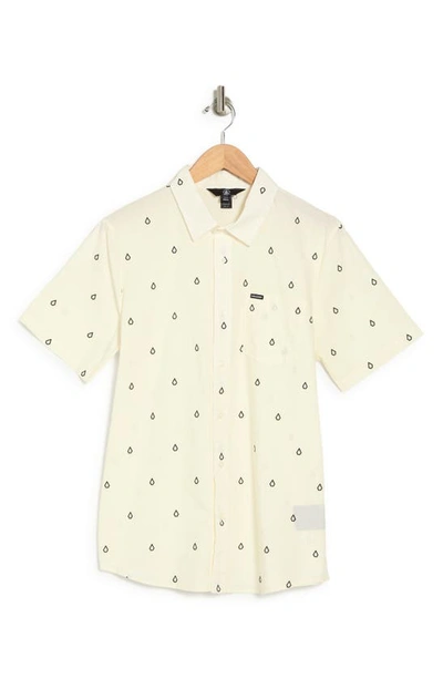 Volcom Patterson Short Sleeve Button-up Shirt In White Flash