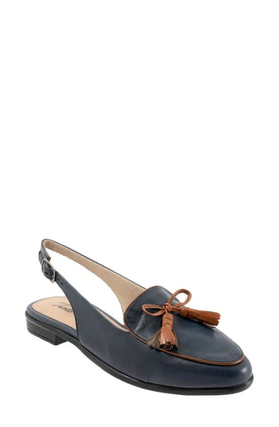 Trotters Lillie Slingback Loafer In Navy/ Tan