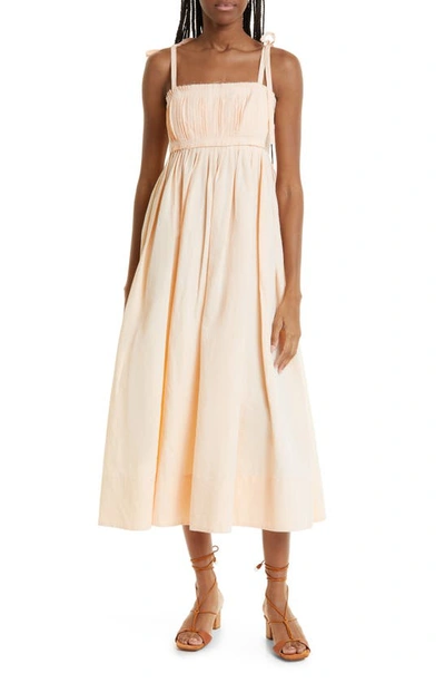 white christmas dresses PRINTED COTTON TIE STRAP MIDI DRESS main image 0